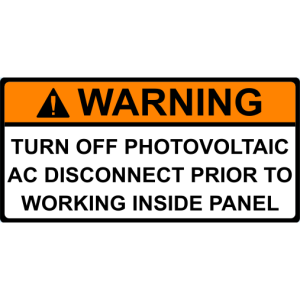Warning Turn Off Photovoltaic (2017 Code)**Discontinued**